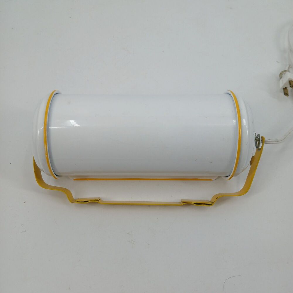 Vintage Yellow Enamel Industrial Pendant Light Fixture Metal Metal Guard Lamp